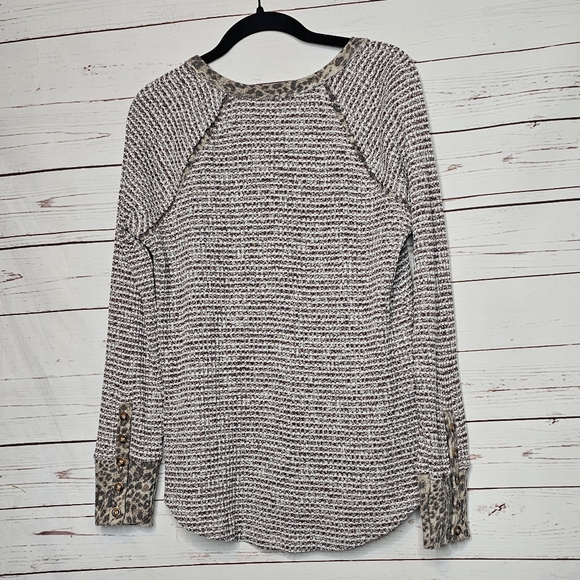 Mystree Striped and Leopard Print Long Sleeve Top - Picture 2 of 10